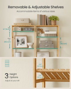Raft depozitare Songmics, Bambou, Bej, 60x30x161 cm - Img 3