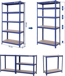 Raft Songmics, 5 rafturi, 30 x 75 x 150 cm, Albastru, GLR30Q - Img 4