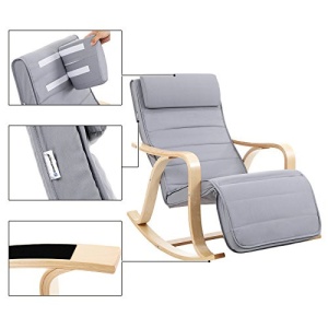 Scaun balansoar, Songmics, Gri, 116x67x88 cm - Img 4