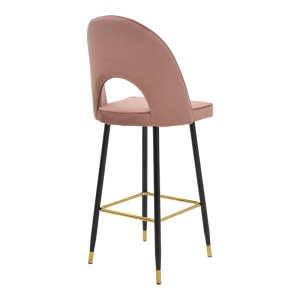 Scaun bar Casenio catifea mar rotteng negru si baza metalica aurie 48x50x117 cm - Img 2