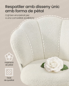 Scaun birou Songmics, Laela, Alb, 64x64x89 cm - Img 3