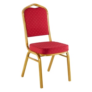 Scaun bisericesc / conferinta Hilton stivuibil material textil rosu metal auriu de evenimente 45x51x96cm