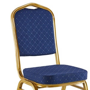 Scaun conferinta Hilton stivuibil material textil albastru metal auriu de evenimente 45x51x96cm - Img 3