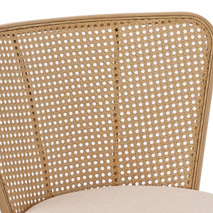 Scaun Daniele plastic ratan bej - material textil bej - metal culoare lemn natural 46.5x57.5x77.5cm - Img 6