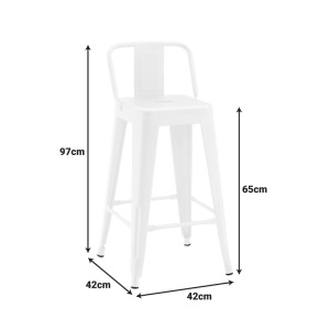 Scaun de bar ajustabil Utopia Alb 42x42x86 cm - Img 2