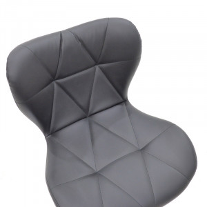 Scaun de bar Coozy reglabil pe inaltime stil capitonat din metal cromat cu PVC negru - Img 6