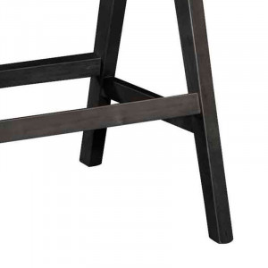 Scaun de bar cu brate Winslow lemn de arbore de cauciuc negru - pvc ratan material culoare lemn natural gri - Img 3