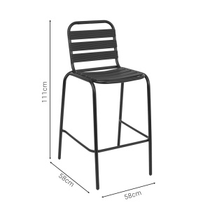 Scaun de bar de grădină Sussie Negru 58x58x111 cm - Img 4