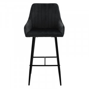 Scaun de bar Patrin picioare metalice negre - culoare negru catifea - Img 4