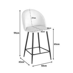 Scaun de bar Perch Pako Crem 50x53x99 cm - Img 8