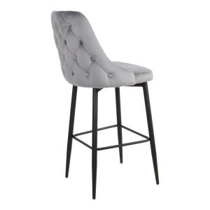 Scaun de bar Zedna, Pako World, Catifea Gri, Picioare negre, 52x57x111 cm - Img 2