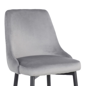 Scaun de bar Zedna, Pako World, Catifea Gri, Picioare negre, 52x57x111 cm - Img 5