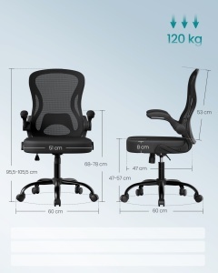 Scaun de birou Songmics Negru 61.5x58.5x104.5 cm - Img 3
