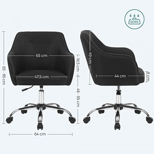 Scaun de birou, Songmics, Negru, 65x69x(83-93) cm - Img 5