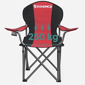 Scaun de camping, Songmics, Negru-Rosu, 92x57x104 cm - Img 7