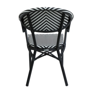 Scaun de gradina Isaia stivuibil aluminiu negru si textilena alb si negru 57x57x83 cm - Img 4