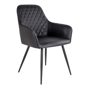 Scaun dining Harbo, Negru, 65x57x87 cm, Piele ecologica - Img 5