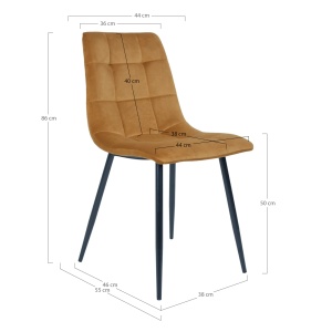 Scaun dining Middelfart, Galben mustar, 55x44x86 cm - Img 3