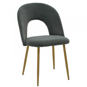Scaun Jonah catifea gri inchis picioare culoare lemn natural 55x57x87cm