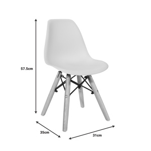 Scaun Julita pentru copii alb din plastic PP si lemn de fag natural 31x35x57.5 cm - Img 7