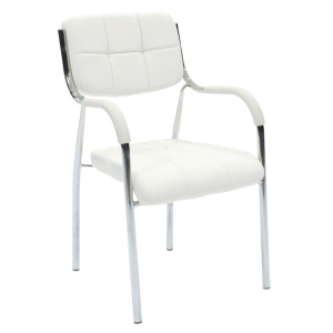 Scaun Otlen piele ecologica PU alb picioare cromate 47x45x87 cm