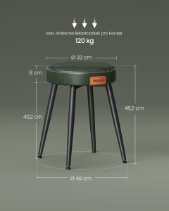 Scaun Vasagle Negru 48x48x48.2 cm - Img 7
