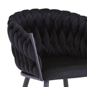 Scaun Vivian catifea negru picioare metal negru 61x55x80 cm - Img 5