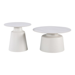 Set 2 buc. masute de cafea, Dualis, Alb, 70x70x48.5 cm - Img 2