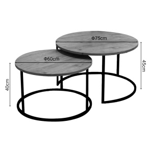 Set 2 masute de cafea Solme Pako World Natural 75x75x45 cm - Img 6