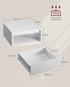 Set 2 noptiere suspendate cu LED, Kailyn, Alb, 40x35x18 cm - Img 5