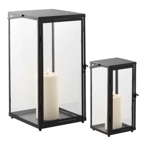 Set 2 piese Felinare Ibra, Negru, 15x15x32 cm