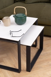 Set 2 piese Masute de cafea Katrine, Alb, 45x115x69 cm - Img 2