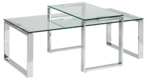 Set 2 piese Masute de cafea Katrine, Transparent, 45x115x69 cm - Img 3