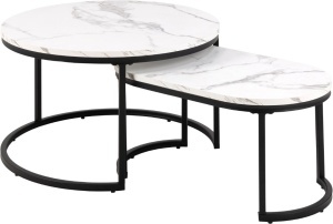 Set 2 piese Masute de cafea Spiro, Alb, 42x70x70 cm - Img 2