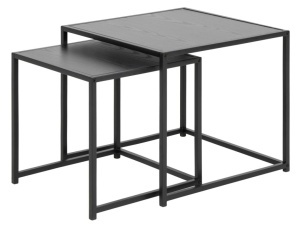 Set 2 piese Masute de cafea stivuibile Seaford, Negru, 45x50x50 cm - Img 2