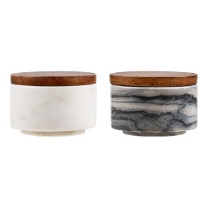 Set 2 piese Recipiente depozitare cu lingurita Pauri, Gri, 7.5x7.5x5 cm