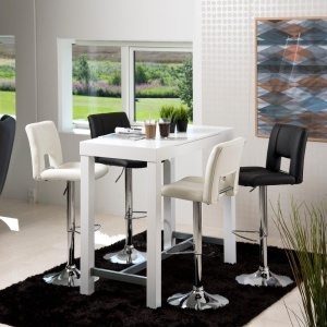 Set 2 piese Scaune de bar Sylvia, Alb, 115x41.5x52 cm - Img 3