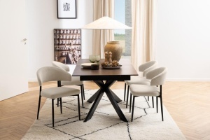 Set 2 piese Scaune dining Edina, Bej, 77x56x55 cm - Img 2