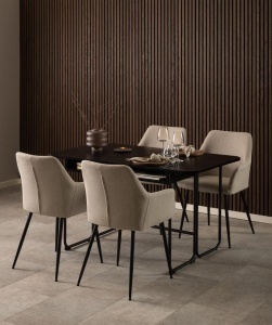 Set 2 piese Scaune dining Lizzy, Bej, 85x59x59 cm - Img 5