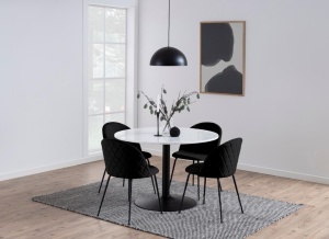 Set 2 piese Scaune dining Louise, Negru, 80.5x49.5x54 cm