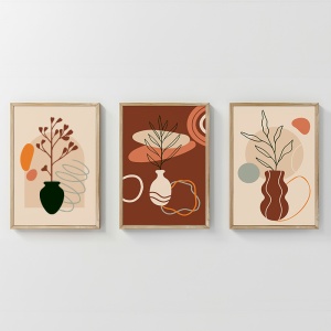 Set 3 buc. tablouri cu rama, Nyra, Multicolor, 33x1.5x48 cm