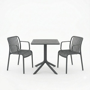 Set 3 bucati masa si scaune gradina V2, Groovy Zoi, Antracit, 60x60x76 cm - Img 2