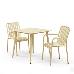Set 3 masa si scaune gradina, Heven Vista, Champagne, 80x80x72 cm - Img 2