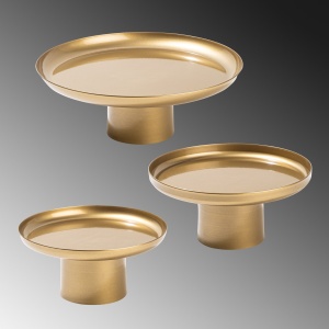 Set 3 platouri decorative metalice GED-007 Auriu 25.5x25.5x9 cm - Img 6