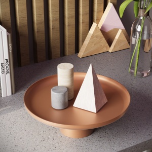 Set 3 platouri decorative metalice GED-007 Caramiziu 25.5x25.5x9 cm - Img 2