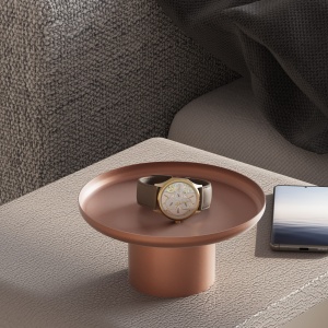 Set 3 platouri decorative metalice GED-007 Caramiziu 25.5x25.5x9 cm - Img 4