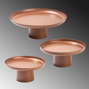 Set 3 platouri decorative metalice GED-007 Caramiziu 25.5x25.5x9 cm - Img 6