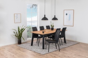 Set 4 piese Scaune dining Asama, Negru, 95x43.5x57 cm