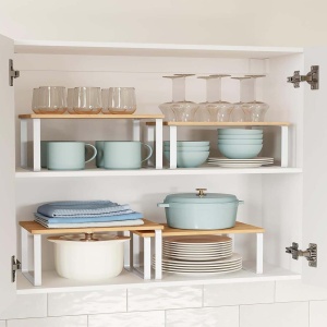Set 4 rafturi bucatarie, Bystro, Songmics, Galben, 29.7x19.5x15.5 cm - Img 3