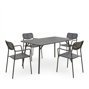 Set 5 masa si scaune gradina V1, Moraja Deraby, Negru, 80x140x72 cm - Img 2